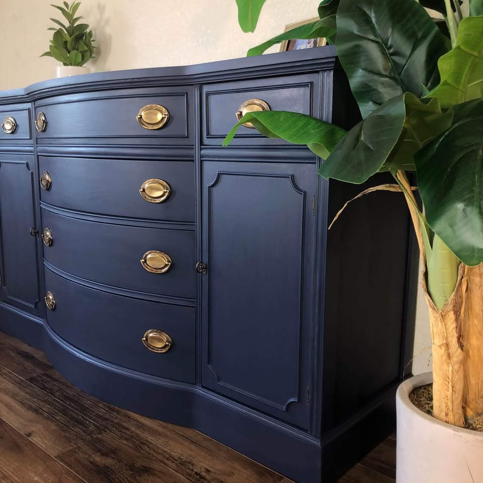 Navy Blue Serpentine Buffet
