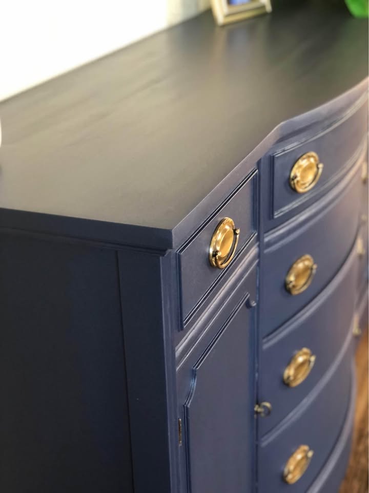 Navy Blue Serpentine Buffet