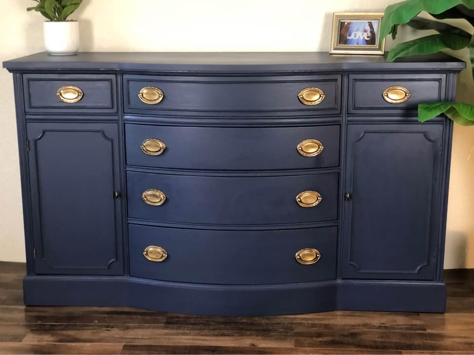 Navy Blue Serpentine Buffet