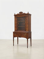 Vintage Vanleigh & Landstrom Flame Mahogany China Cabinet | Antique Federal Style Hutch