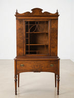 Vintage Vanleigh & Landstrom Flame Mahogany China Cabinet | Antique Federal Style Hutch