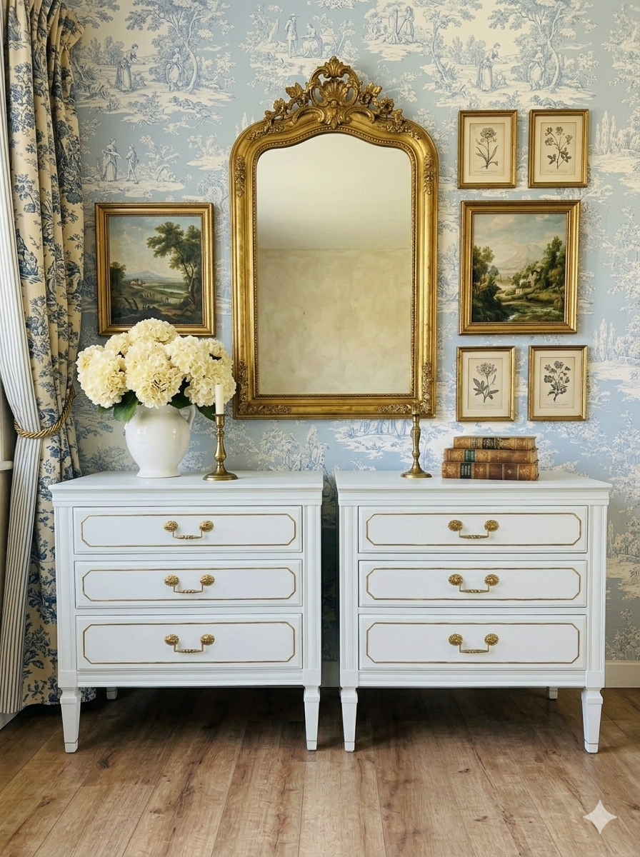 Vintage Dixie French Provincial Nightstands