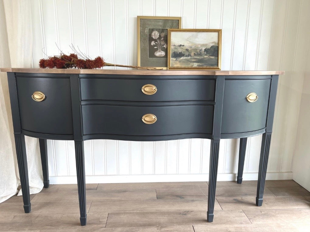 Vintage Hepplewhite Black Sideboard