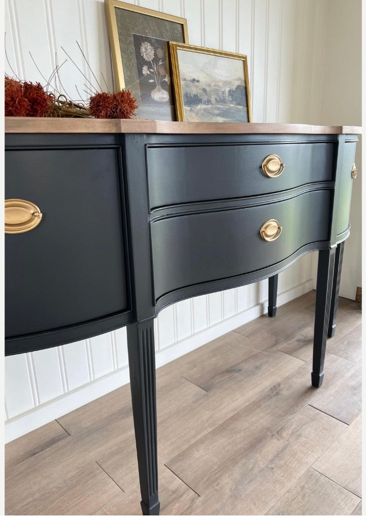 Vintage Hepplewhite Black Sideboard