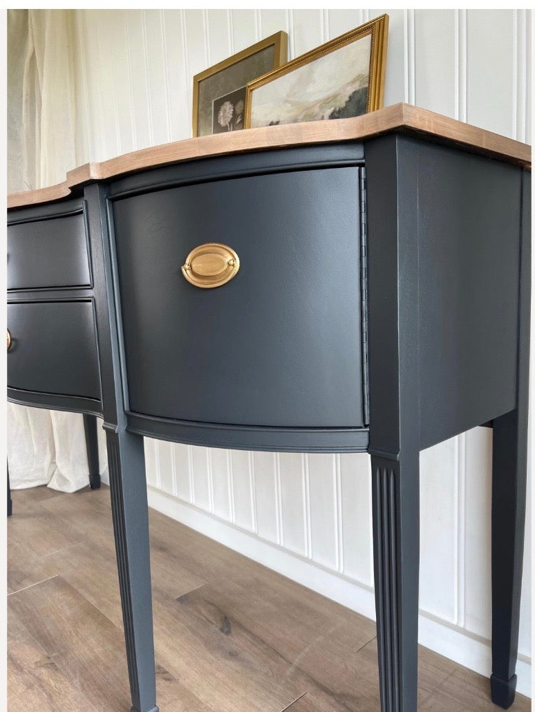Vintage Hepplewhite Black Sideboard