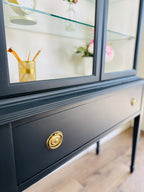 Classic Glass-Door Vintage Cabinet with Drawer