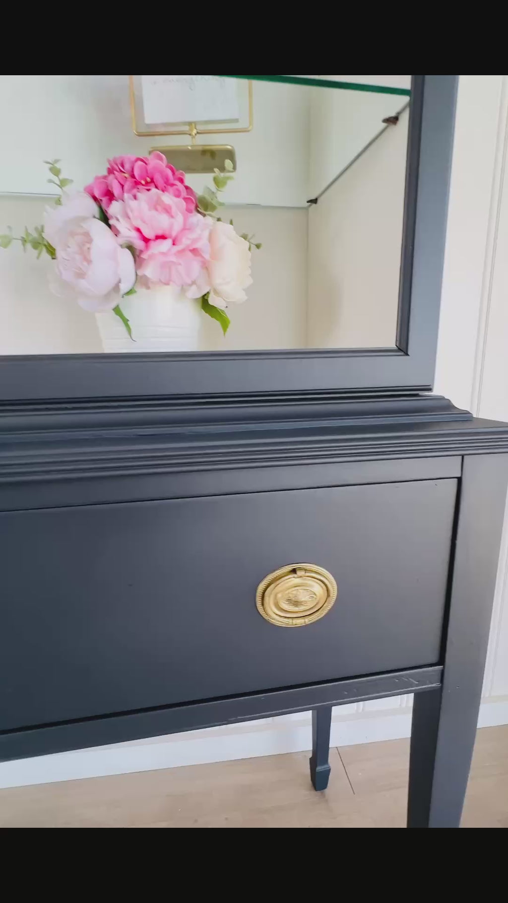 Classic Glass-Door Vintage Cabinet with Drawer