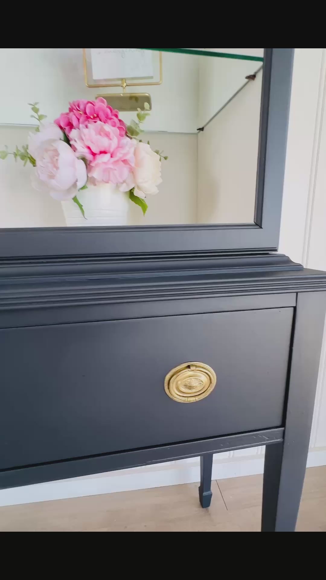 Classic Glass-Door Vintage Cabinet with Drawer